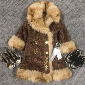 Baby Phat Coat Jacket Suede/Fur. Toddler 2T & 2 Pairs of Baby Phat Sneakers FREE